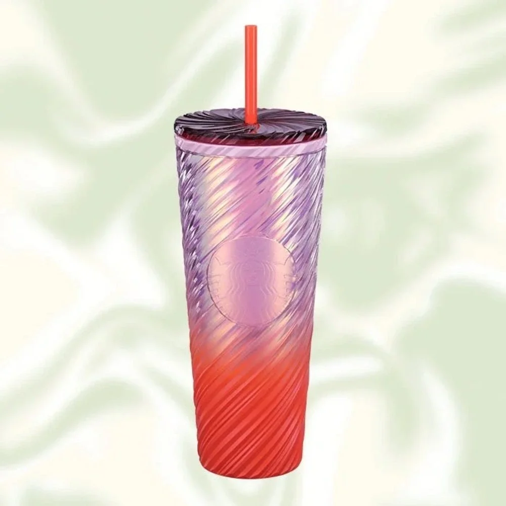 New‎ Starbucks Winter 2025 Sunrise Red Orange Pearl Ombre Swirl Venti Tumbler 24